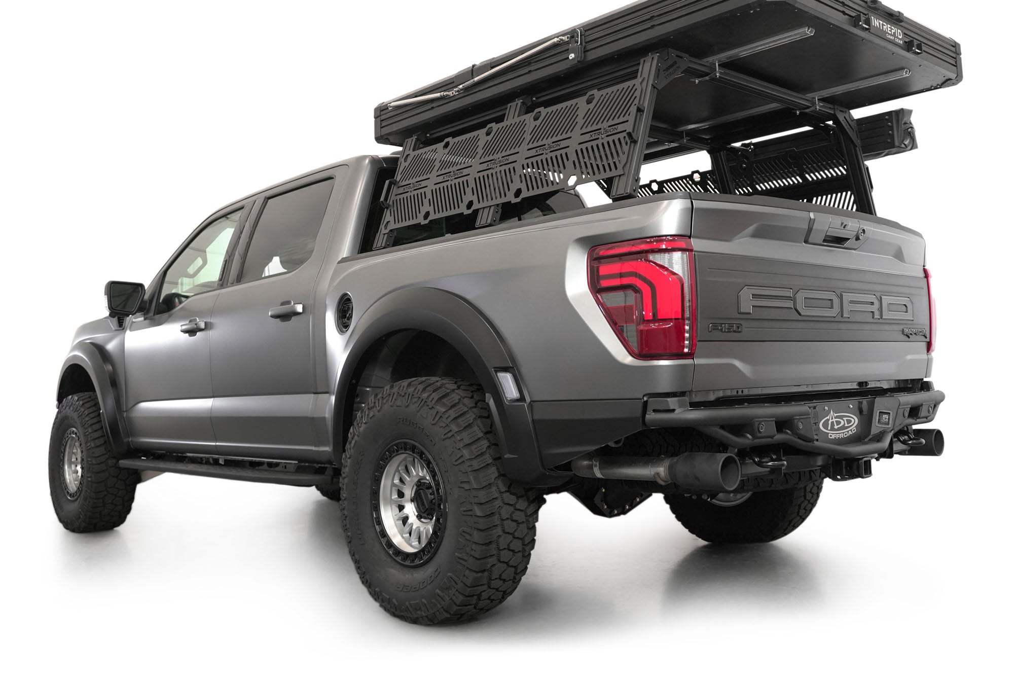 Full Vehicle installed Race Series Dovetail Rear Bumper for the 2021-2024 Ford F-150 Raptor