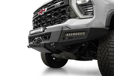 10 inch side lights on the Phantom Winch Front Bumper for the 2024 Chevy Silverado 2500